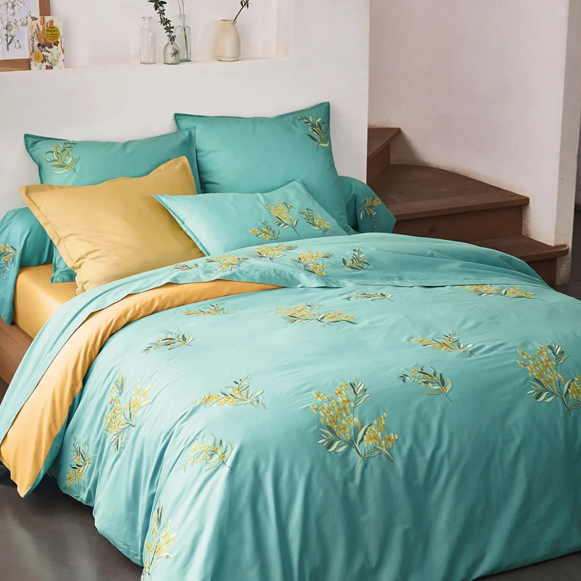 Azur et mimosa Housse de couette