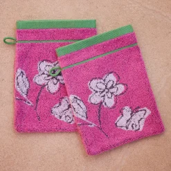 Carnet de fleurs 2 gants de toilette