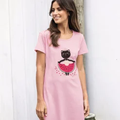 Chat pastèque Maxi t-shirt rose