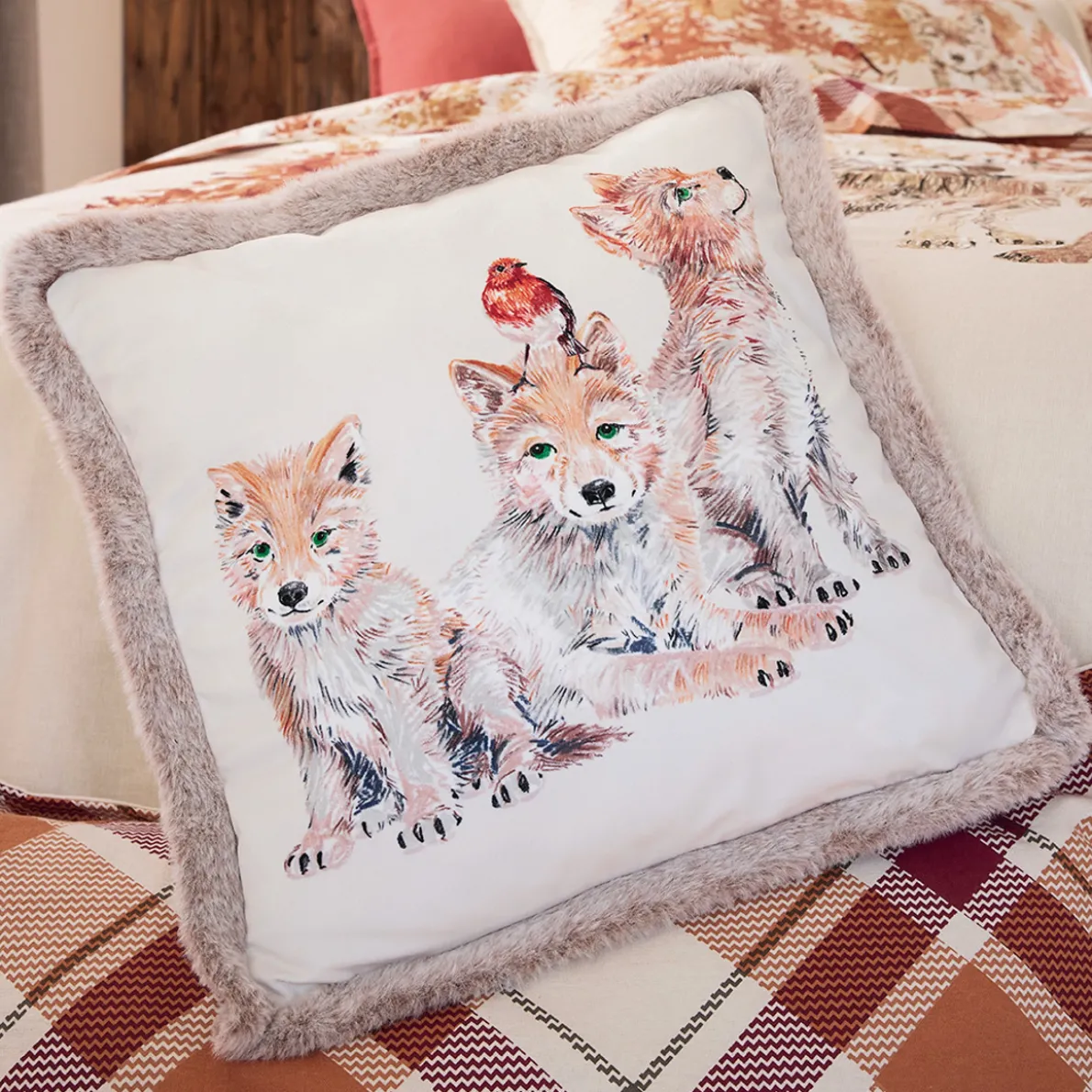 Câlins en forêt Housse de coussin