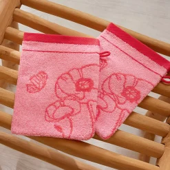 Couché dans les fleurs 2 gants de toilette