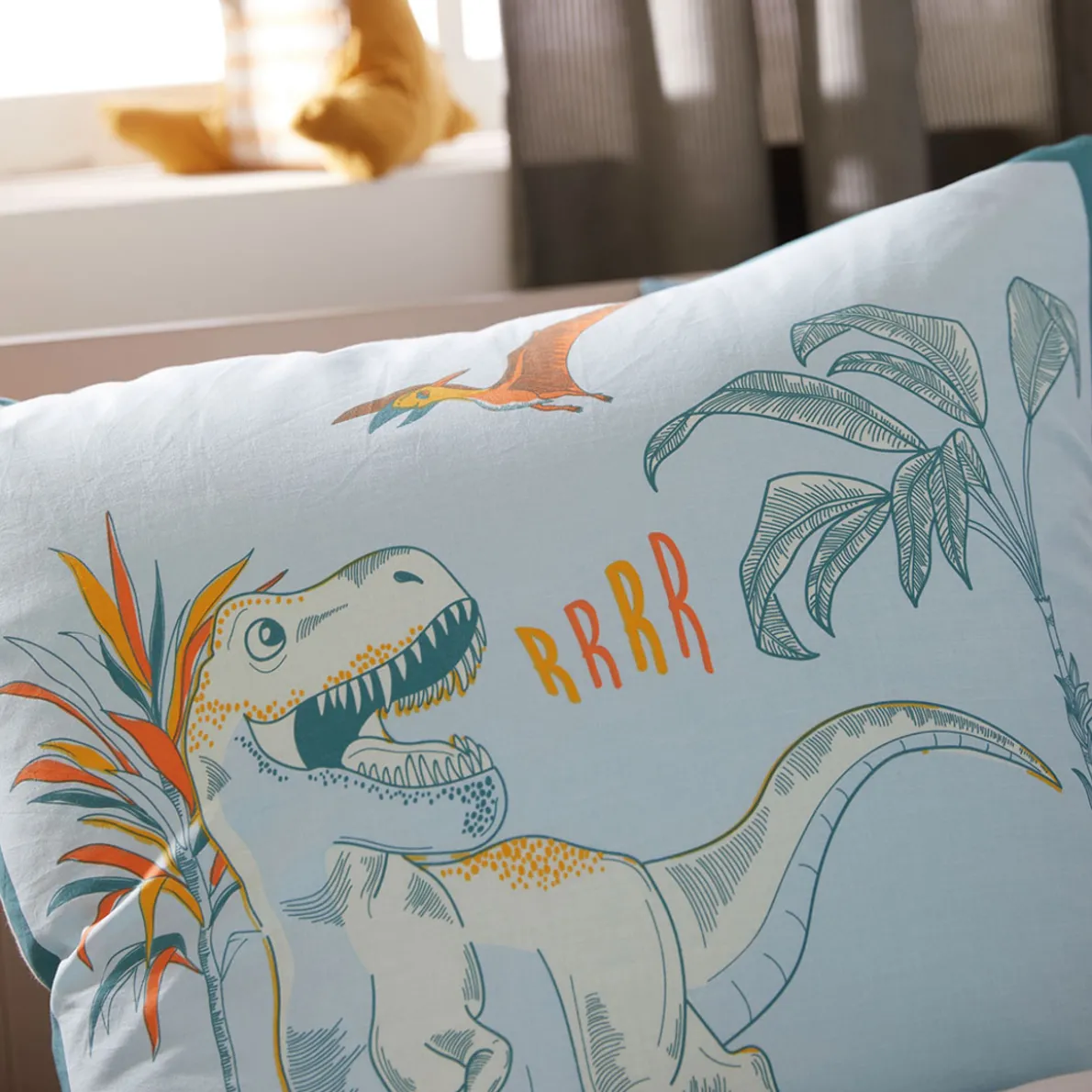 Dino et compagnie Housse de couette et taie d'oreiller