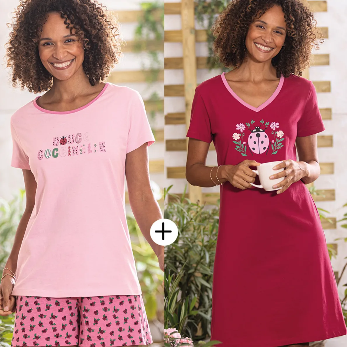 Douce coccinelle 1 Maxi T-shirt + 1 Pyjashort