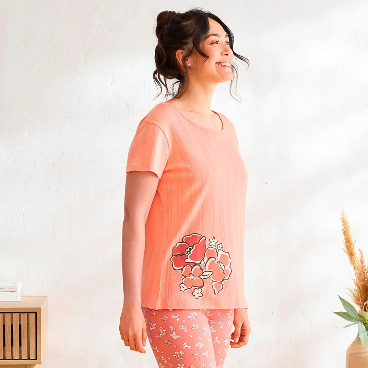 Douces rimes T-shirt rose corail