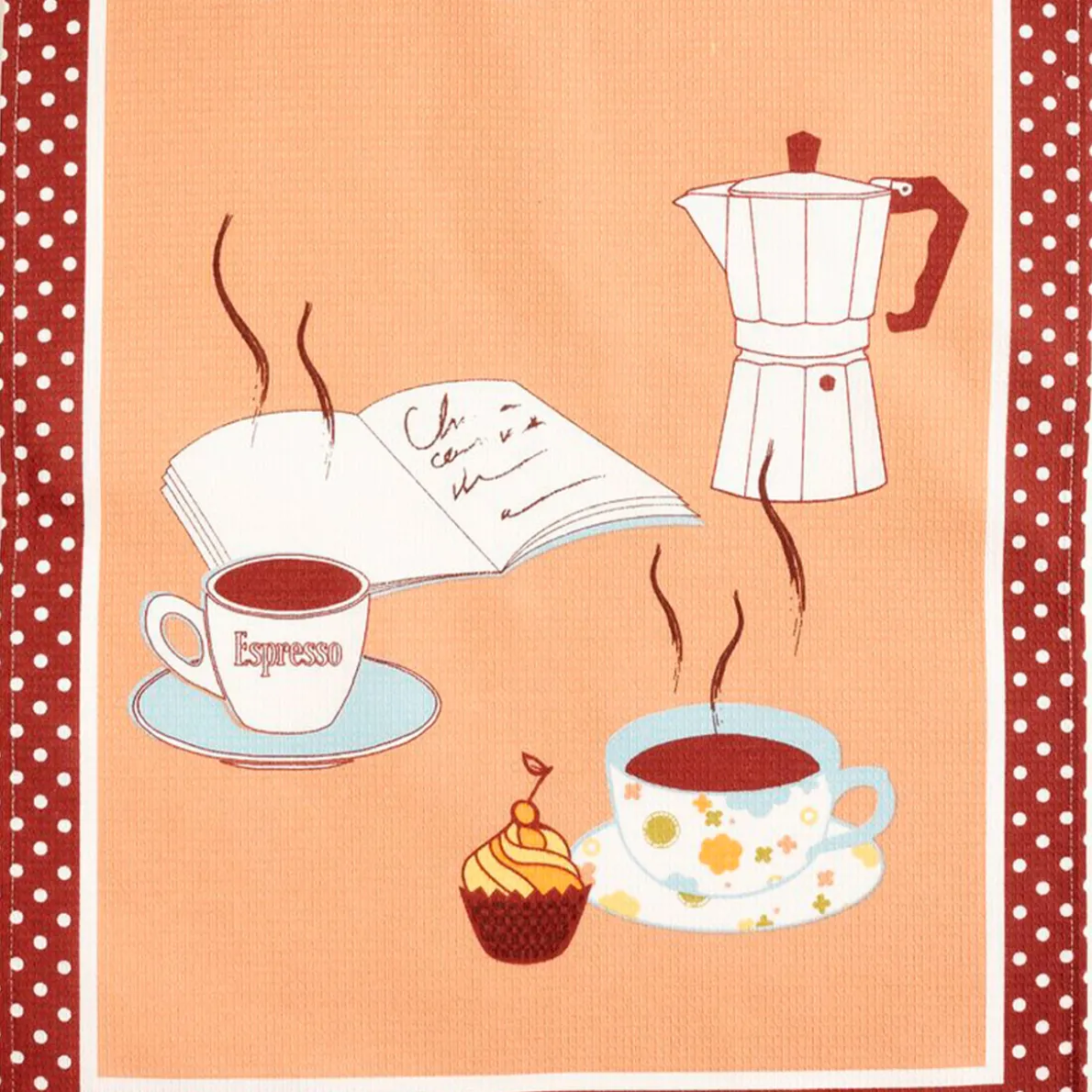 Détente et cappuccino 3 torchons et 3 essuie-mains
