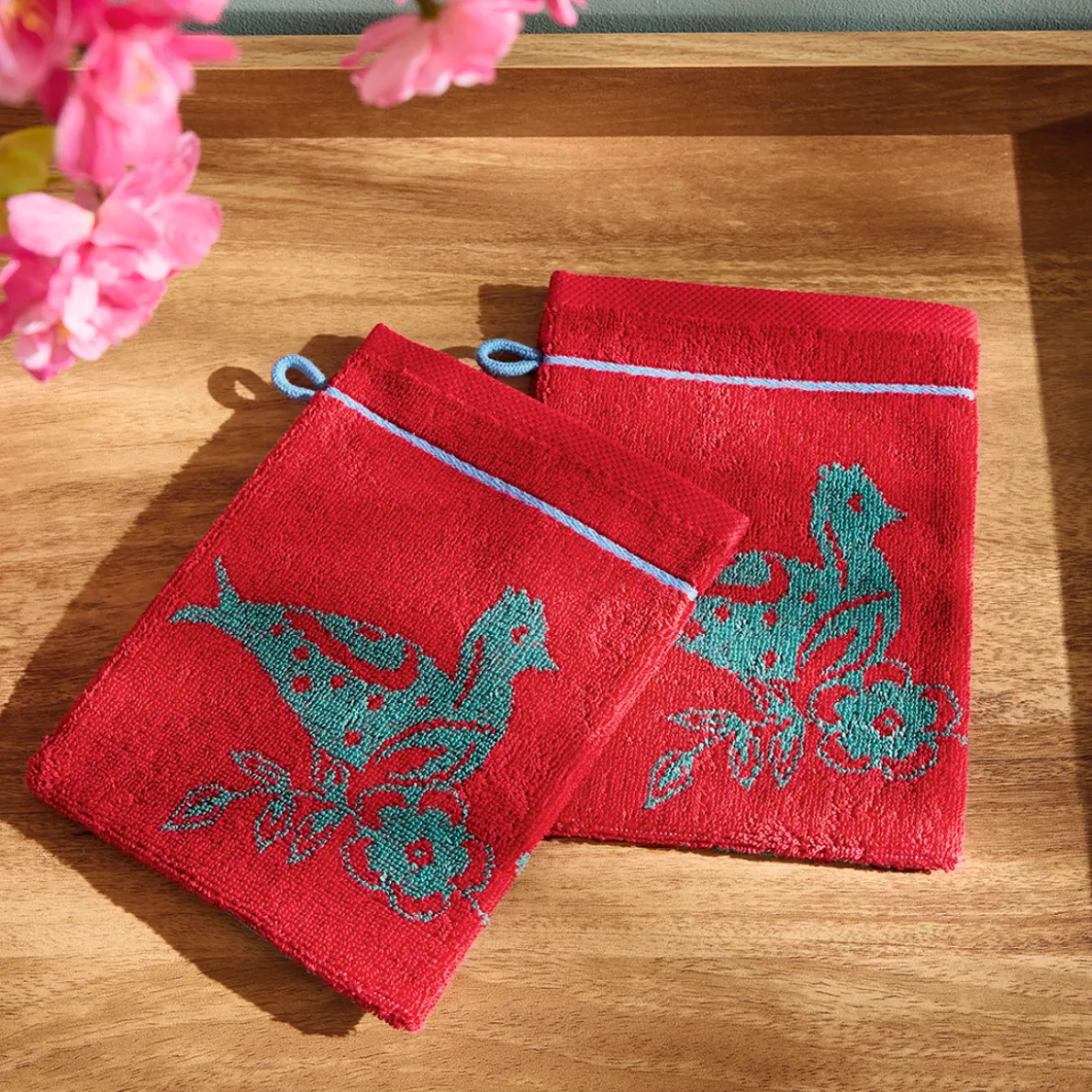 Folk en fleurs 2 gants de toilette