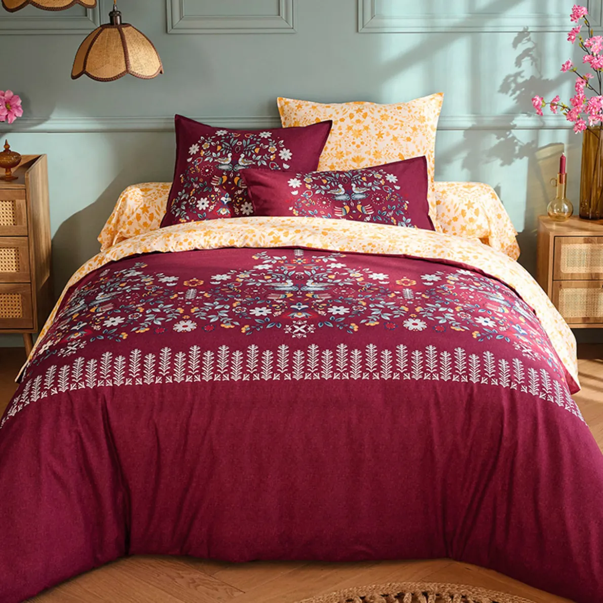 Folk en fleurs Housse de couette