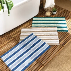 Inspiration caillebotis Tapis de bain rayé