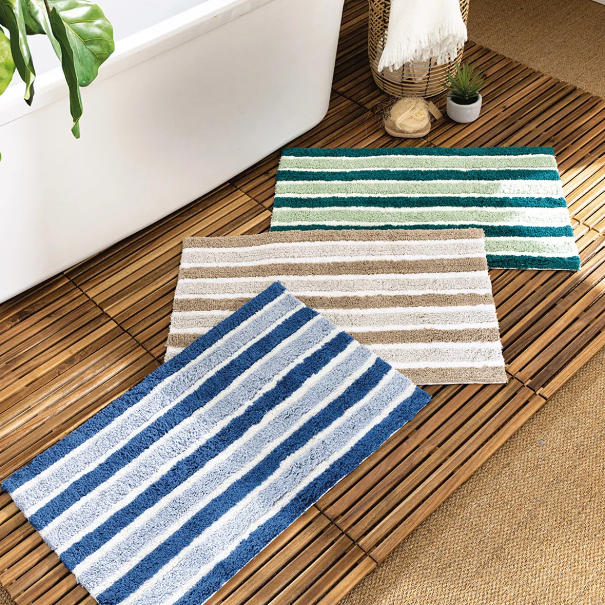 Inspiration caillebotis Tapis de bain rayé