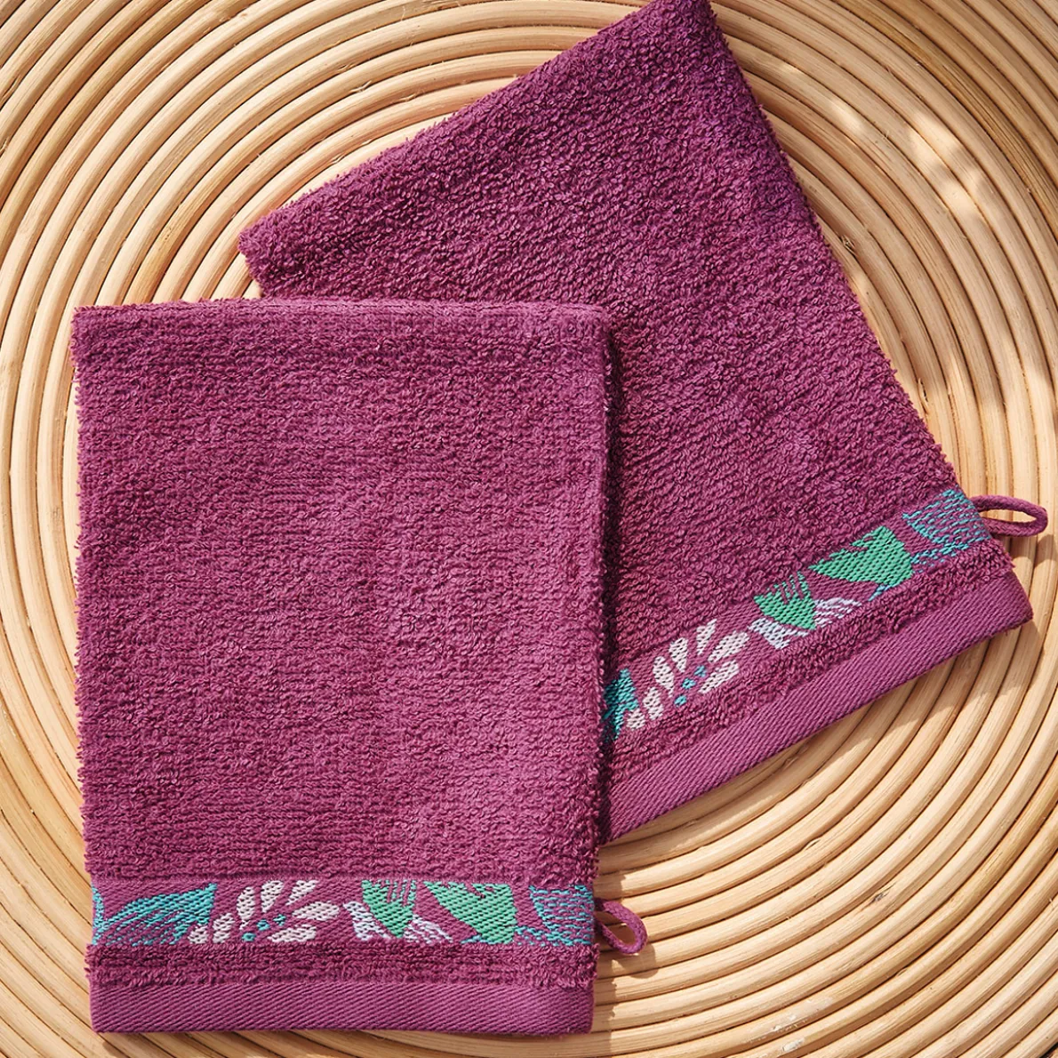 Jardin tropical 2 gants de toilette