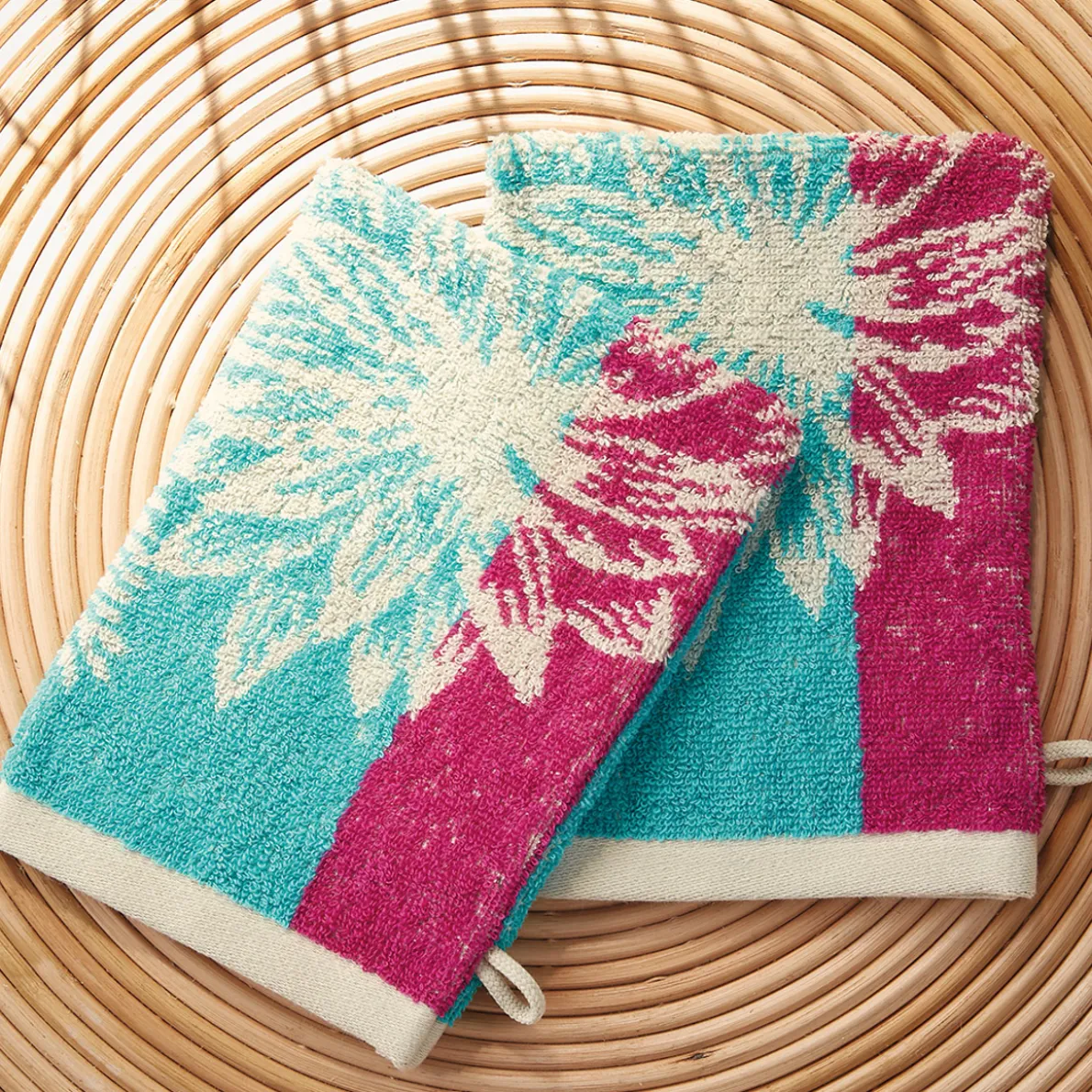 Jardin tropical 2 gants de toilette