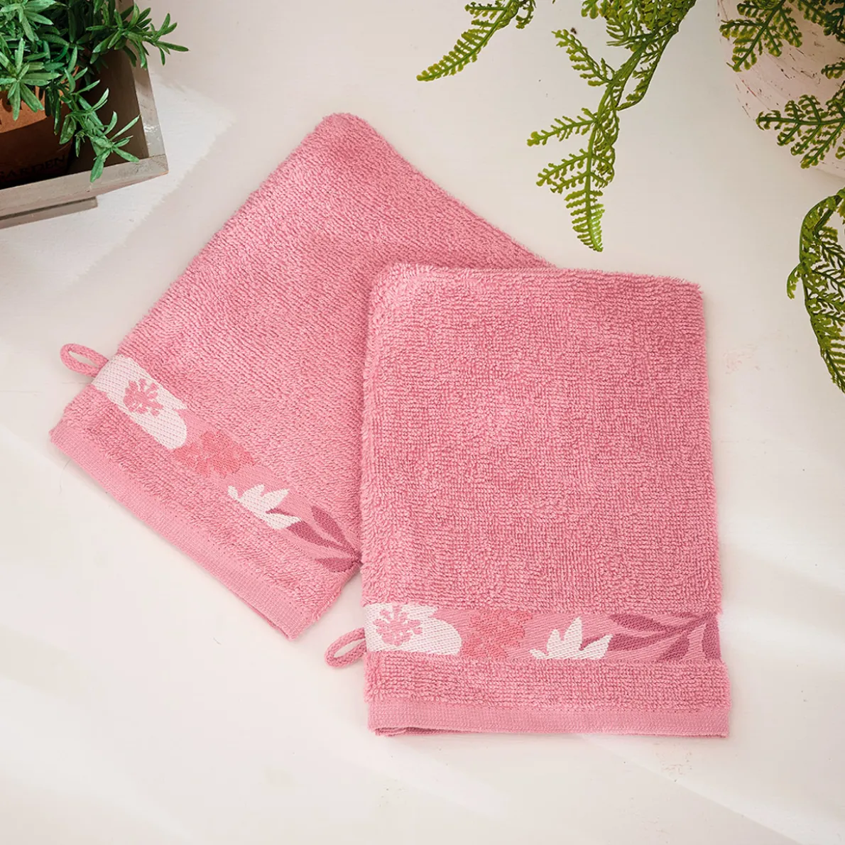 Le jardin des amis 2 gants de toilette