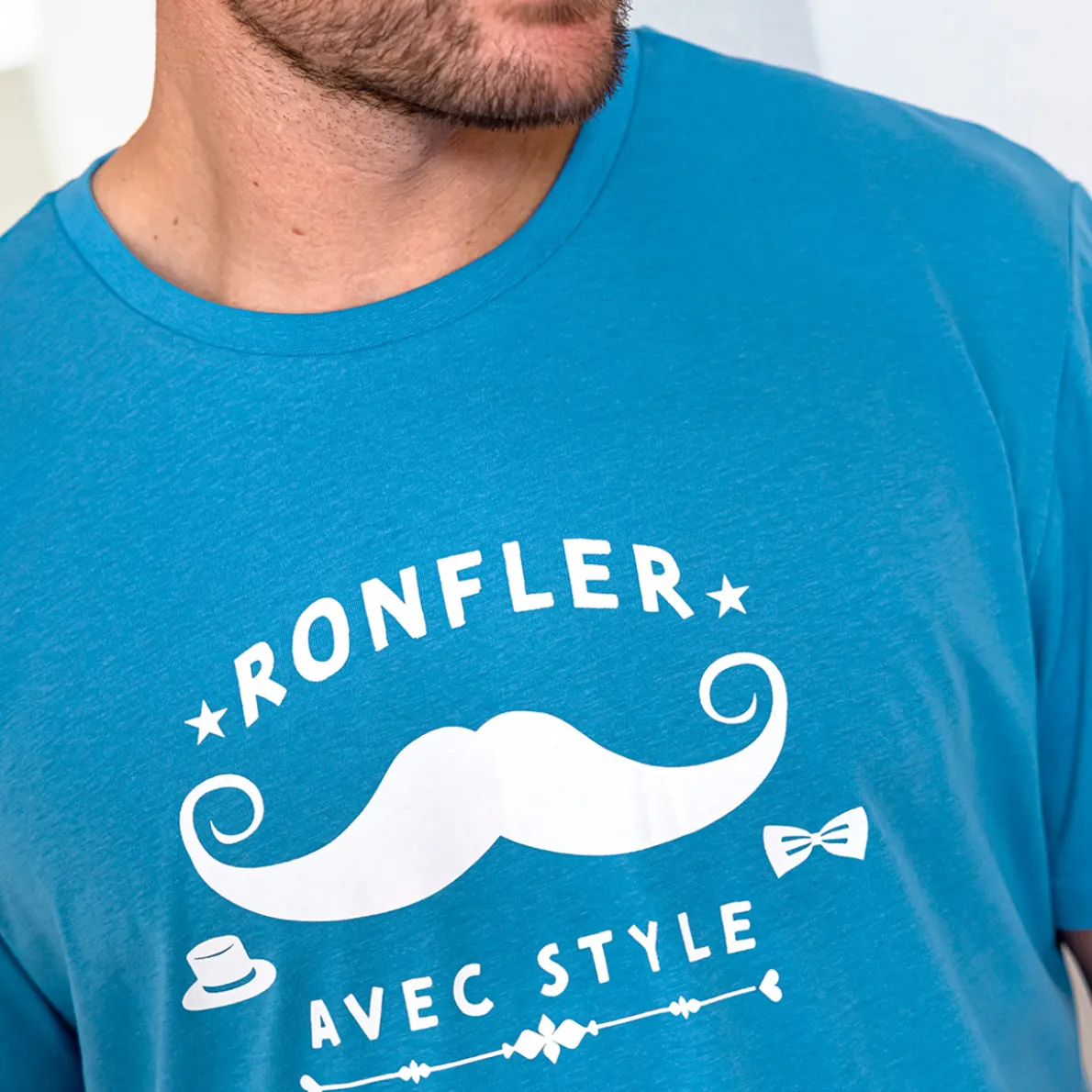 Ma moustache Pyjama short bleu