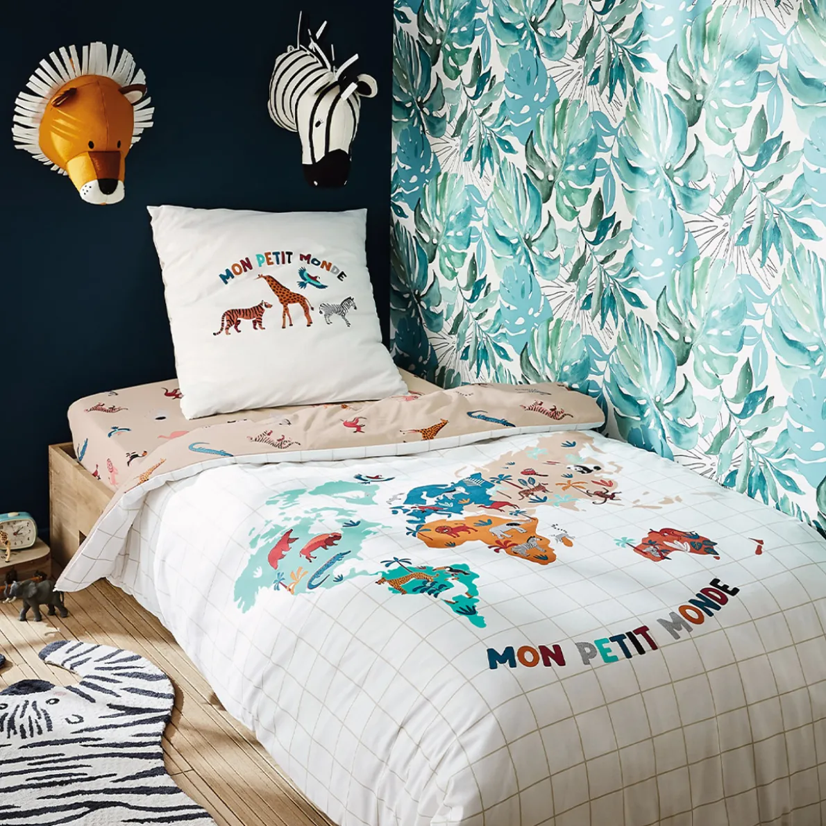 Mon petit monde Parure de lit housse de couette enfant