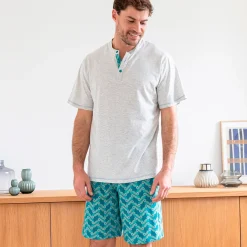 Rythme indigo Pyjama short gris chiné