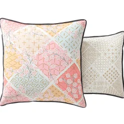 Sashiko en fleurs Taie d'oreiller