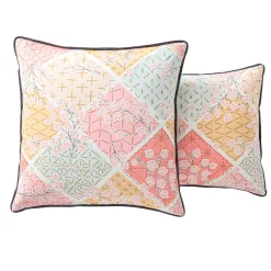 Sashiko en fleurs Taie d'oreiller