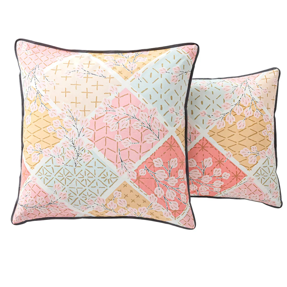 Sashiko en fleurs Taie d'oreiller