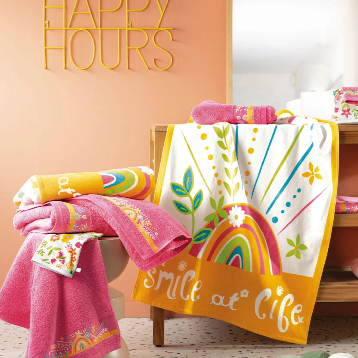 Smile at life Serviette de bain