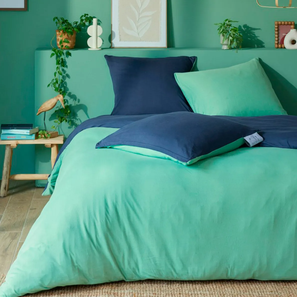 Uni jersey Housse de couette et taie d'oreiller