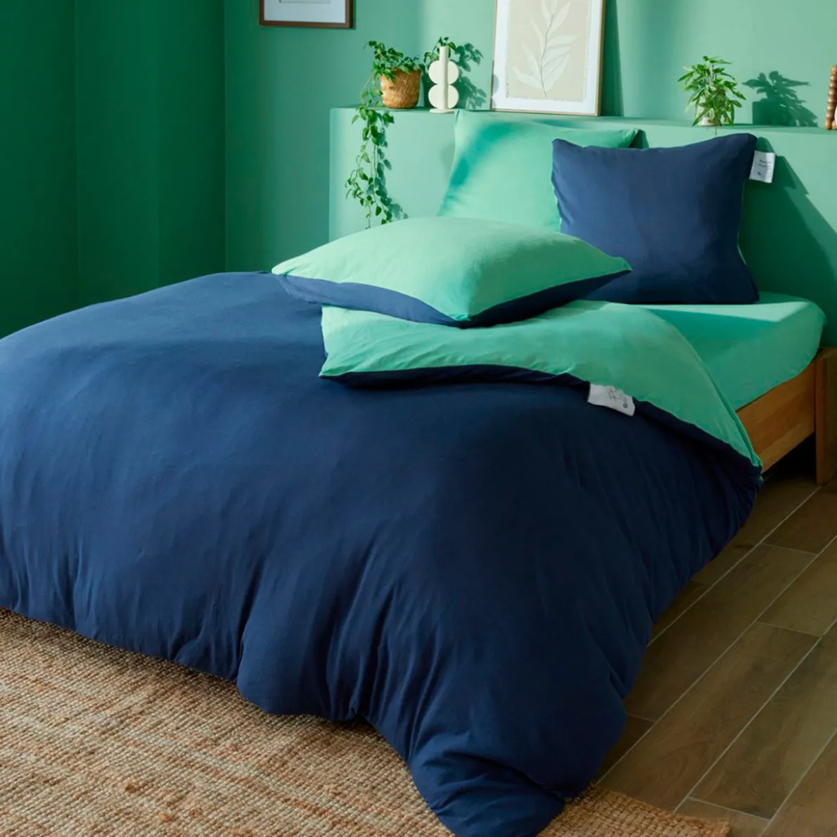 Uni jersey Housse de couette et taie d'oreiller