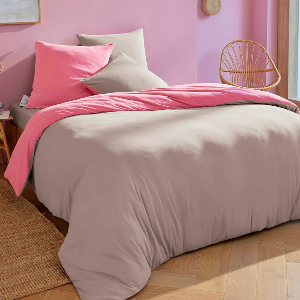 Uni jersey Housse de couette et taie d'oreiller