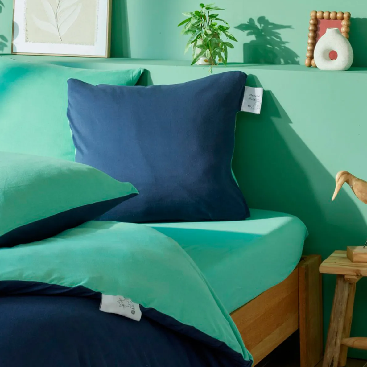 Uni jersey Housse de couette et taie d'oreiller