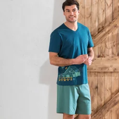 Un matin à la ferme Pyjama short bleu